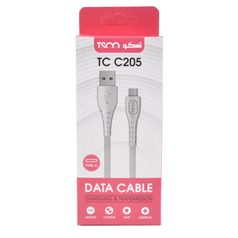 کابل تبدیل USB به USB-C تسکو مدل TCC205 طول 1 متر