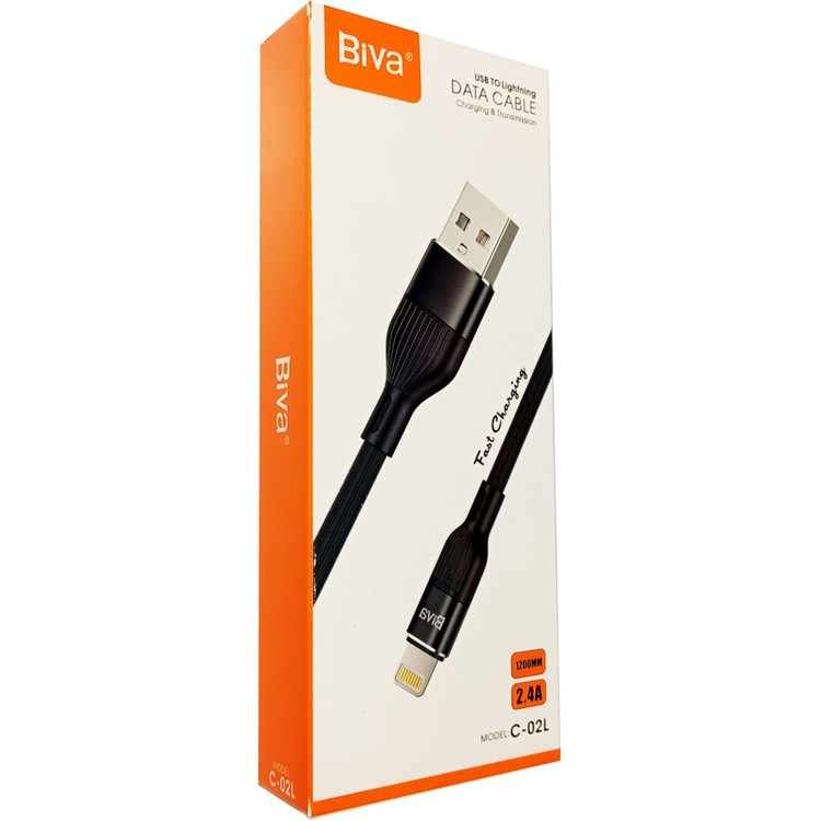 کابل فست شارژ پی وی سی USB به Lightning (آیفون) بیوا (Biva) مدل C-02L طول 1.2 مت