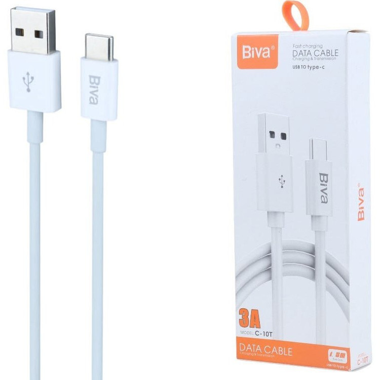 کابل فست شارژ USB به Type-C بیوا (Biva) مدل C-10T طول 1.2 متر، 3 آمپر
